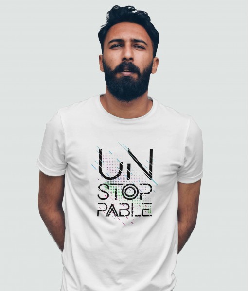 Мъжка тениска с щампа Текст и надписи UNSTOPABLE
